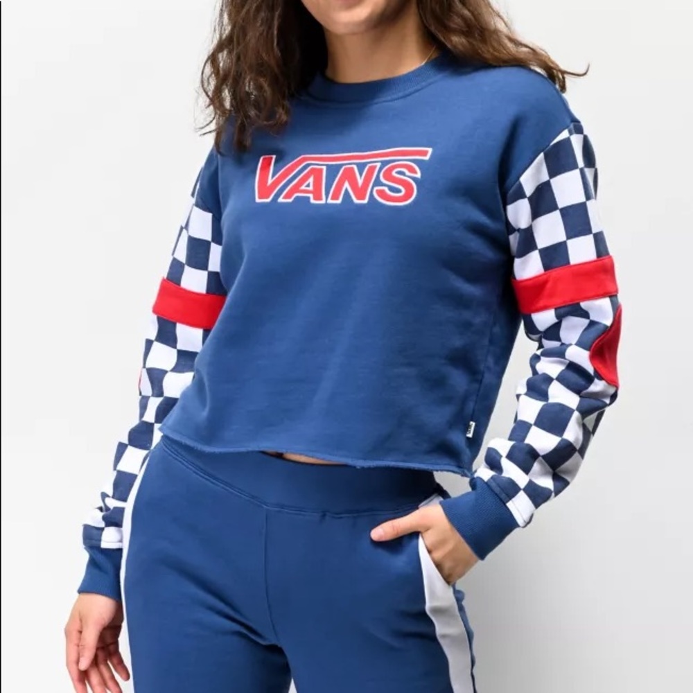 Vans checkered elbow patch sweatshirt